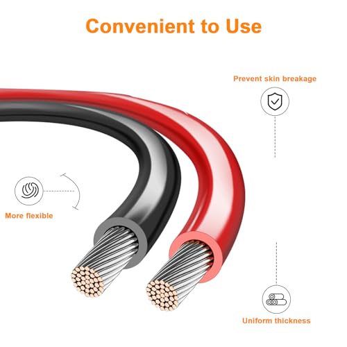 VIABRICO 10 Gauge Wire, for Automotive Power/Ground, Battery Cable, Car Audio, RV, Amp, CCA, Automotive Wire, Amp Kit, Battery Cables, Wiring Kit, (30 feet Each- Black/Red)