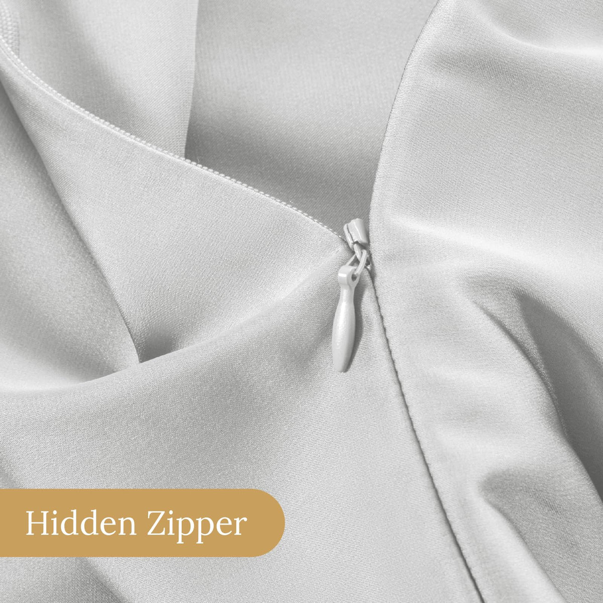 INFIIXSO Mulberry Silk Pillow Cases Standard Size with Zipper, Light Grey | Ultra Smooth & Soft Silk Pillowcase for Hair & Skin, Cooling Pillow Cover for Hot Sleepers, Hidden Zipper, 1Piece 20"x26"