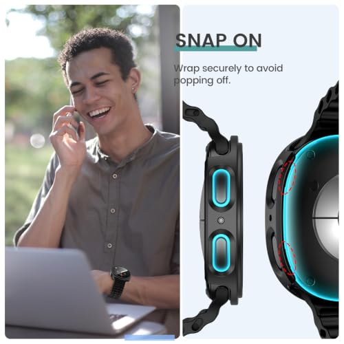 Tensea [5+5Pack for Samsung Galaxy Watch 8/9 Screen Protector Case 44mm | Hard PC Bumper/HD Tempered Glass Protective Film Accessories, Face Cover Set, Galaxy Watch 8/9 44 mm Case for Women Men