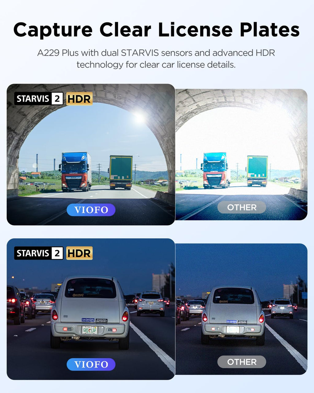 VIOFO A229 Plus Dash Cam Front and Rear, 2K Dual STARVIS 2 Sensors & HDR | 1440P+1440P Car Dash Camera, 5GHz Wi-Fi, Smart Voice Control, Ultra-Precise GPS, Built-in Supercapacitor, 24H Parking Modes