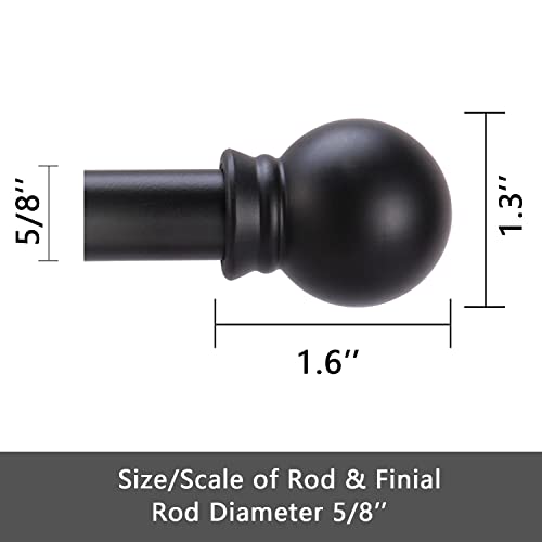 GXOACKJ Curtain Rods for windows 32-48 inch, 5/8 inch Decorative Curtain Rod Set, Matte Black Splicing Heavy Duty Metal Curtain Rod with Brackets