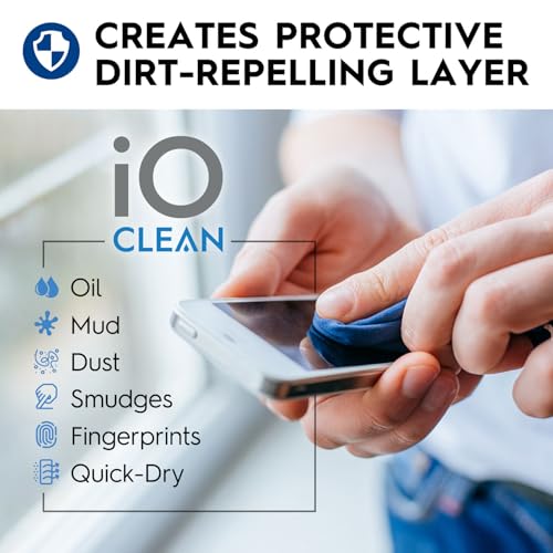 iO CLEAN 16oz Screen Cleaner Spray – Best Large Cleaning Kit | for LCD, LED & OLED TV, Smartphone, iPad, Laptop, Touchscreen, Computer Monitor, Microfiber Cloth Wipes & 2 Nozzles