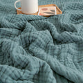 EMME Muslin Throw Blankets for Adults Couch 100% Cotton Soft Teal 50"x71" | Lightweight Breathable Gauze All Season Gift Sofa Napping Picnic Travel Outdoor Towel