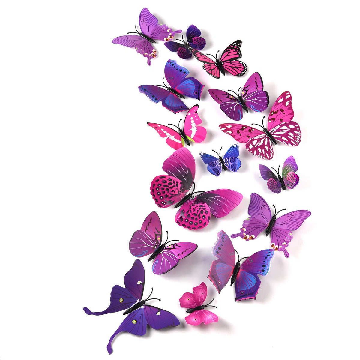 TUPARKA 36 Pieces 3D Butterfly Wall Stickers Butterflies Girls Bedroom Accessories Purple