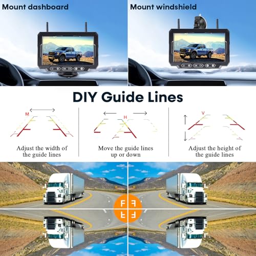 1080P HD Wireless Backup Camera - 1 Minute Magnetic Easy Install No Wiring | 7" Anti-Glare Monitor, Clear Night Vision, Solar 24H Long Life, Scratch-Proof Rear View Camera for Truck, Trailer, Small RV