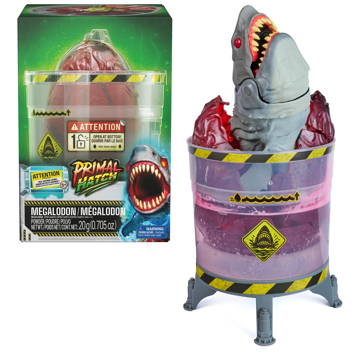 Primal Hatch Megalodon Hatching Shark Egg Interactive Toy | 16-inch Toy Shark, Lights & Sounds, Repeat & Hatch Again, Interactive Chomping Mechanism, Gifts for Kids Ages 5+