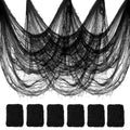 Halatool 6 Pcs Creepy Cloth, 30 x 72 Inch Black Cheesecloth Halloween Decor | Spooky Gauze Fabric Tapestry, Yard, Porch, Tree Branches, Haunted House, Stair Railing, Backdrop Indoor Outdoor Decor