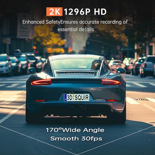 Veement 1296P Dash Cam Front, WiFi Dash Camera for Cars with App | V300 Mini Hidden Design, Night Vision, 170° Lens, Loop Recording, G-Sensor, 256GB Max, Card Not Included, Hardwire Required