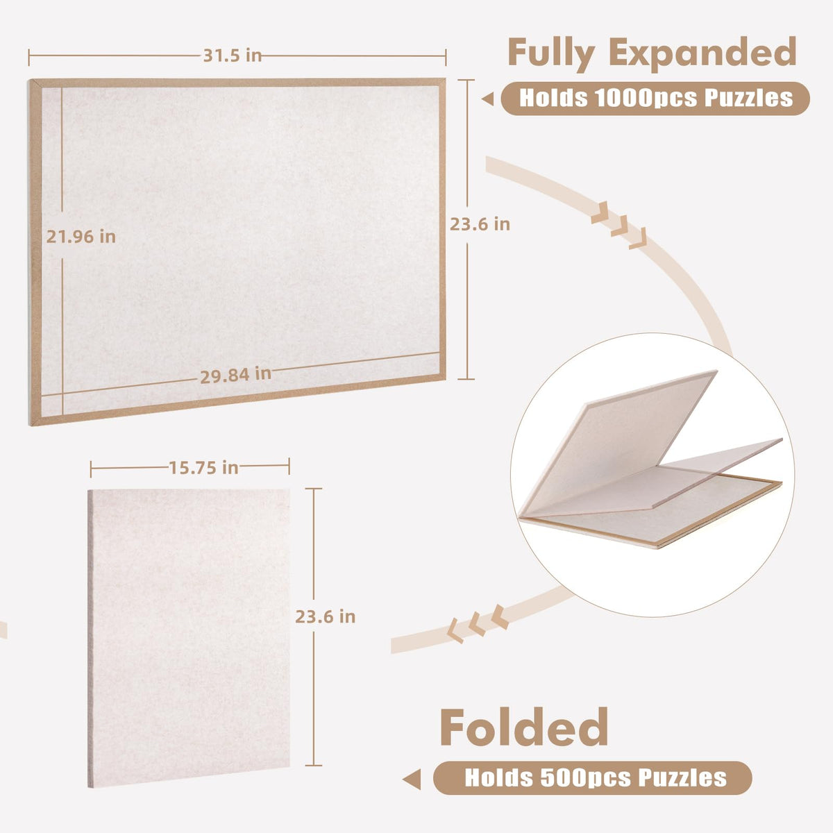 Piecevana Jigsaw Puzzle Board for 1000 Pieces | Foldable Puzzle Board, 29.84" x 21.96" Felt Display Board for Adults Mom Dad