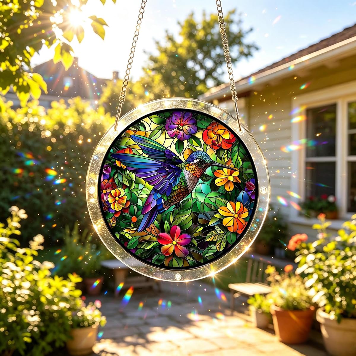 Hummingbird 83 Piece Acrylic Jigsaw Puzzle,DIY Hanging Sun Catcher Puzzle | Stained Glass Acrylic Suncatcher Puzzle,Home Garden Decoration,DIY Puzzles Window Hanging