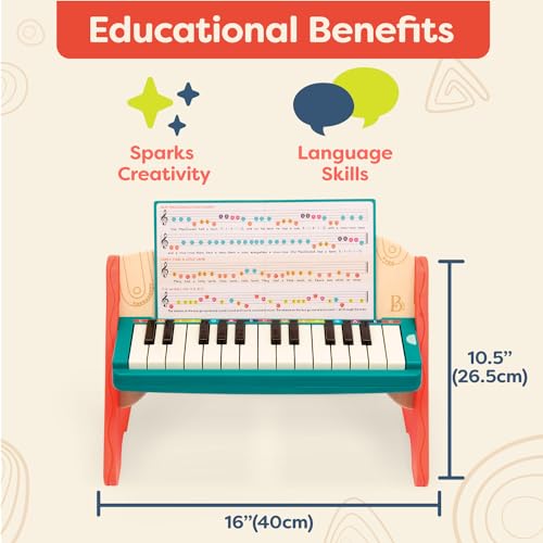 B. toys Wooden Piano, Mini Maestro with Color-Coded Songbook | Wooden piano toy with color-coded keys and songbook featuring 6 classical compositions; 3+ Years