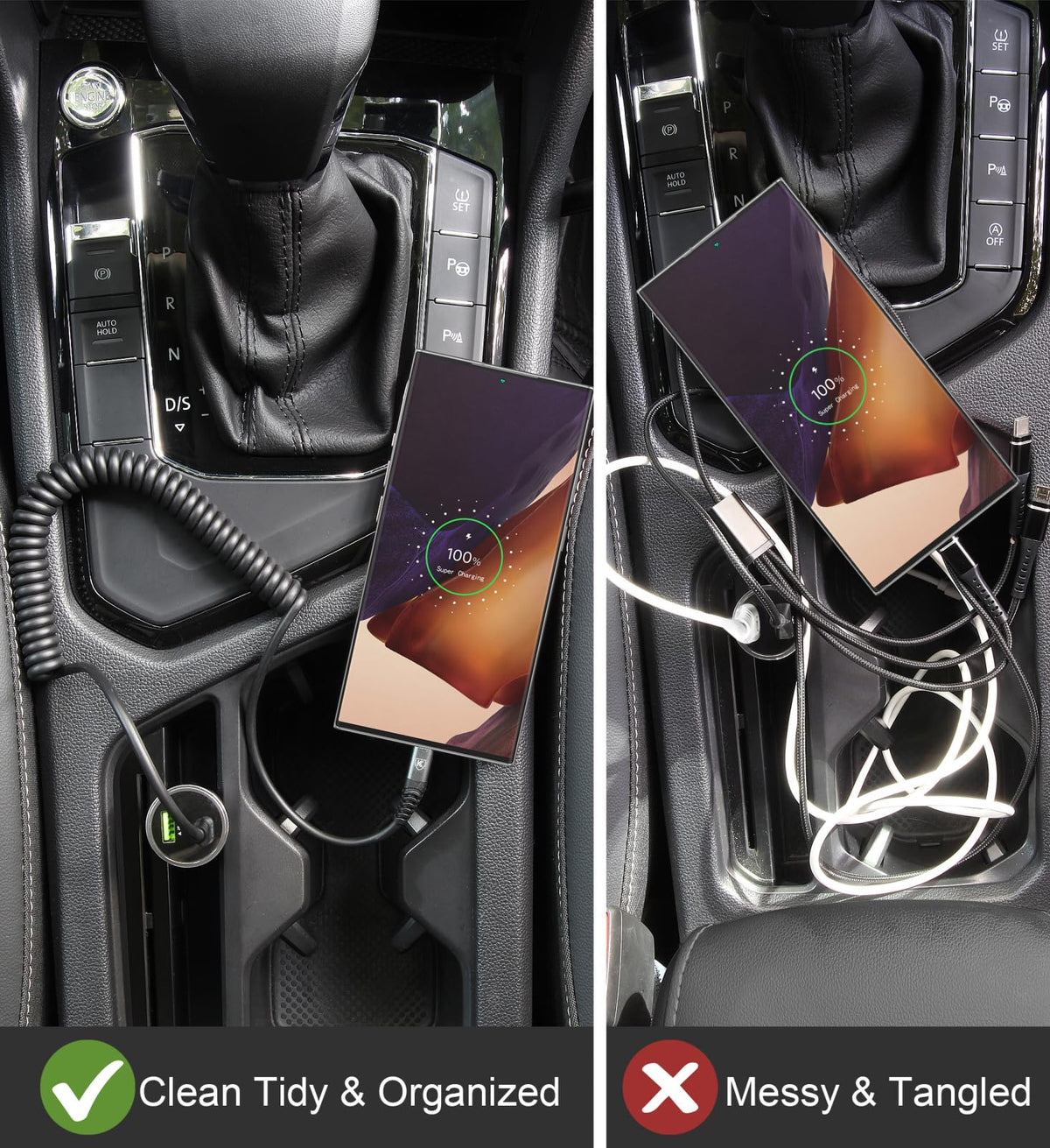 USB C Cable 3ft 2Pack USB C to USB C Charger Cable for Car, Coiled Type C