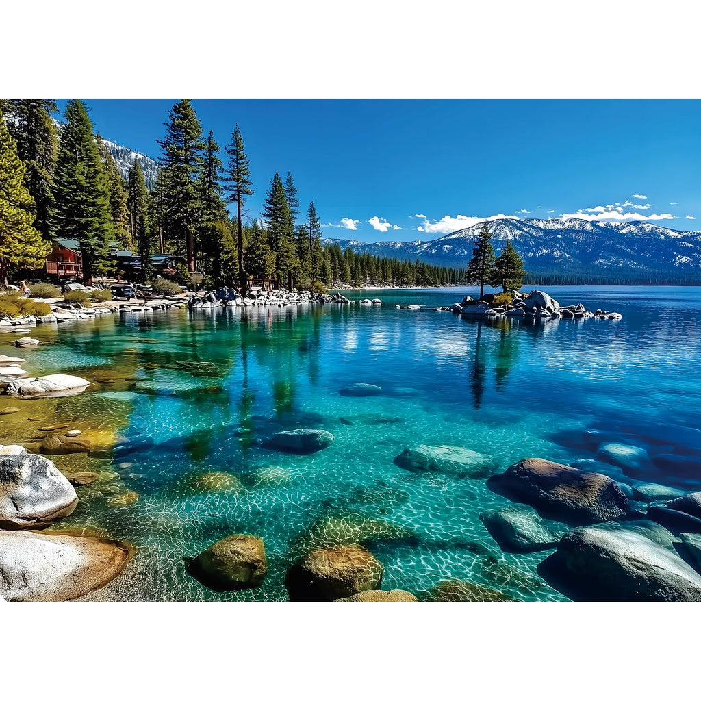 Landscape Jigsaw Puzzle 1000 Pieces Lake Tahoe Scenery with Clear Turquoise Waters, Snow-Capped Mountains & Pine Forests, Challenging & Fun Puzzle for Adults and Teens, Ideal Gift & Home Decor