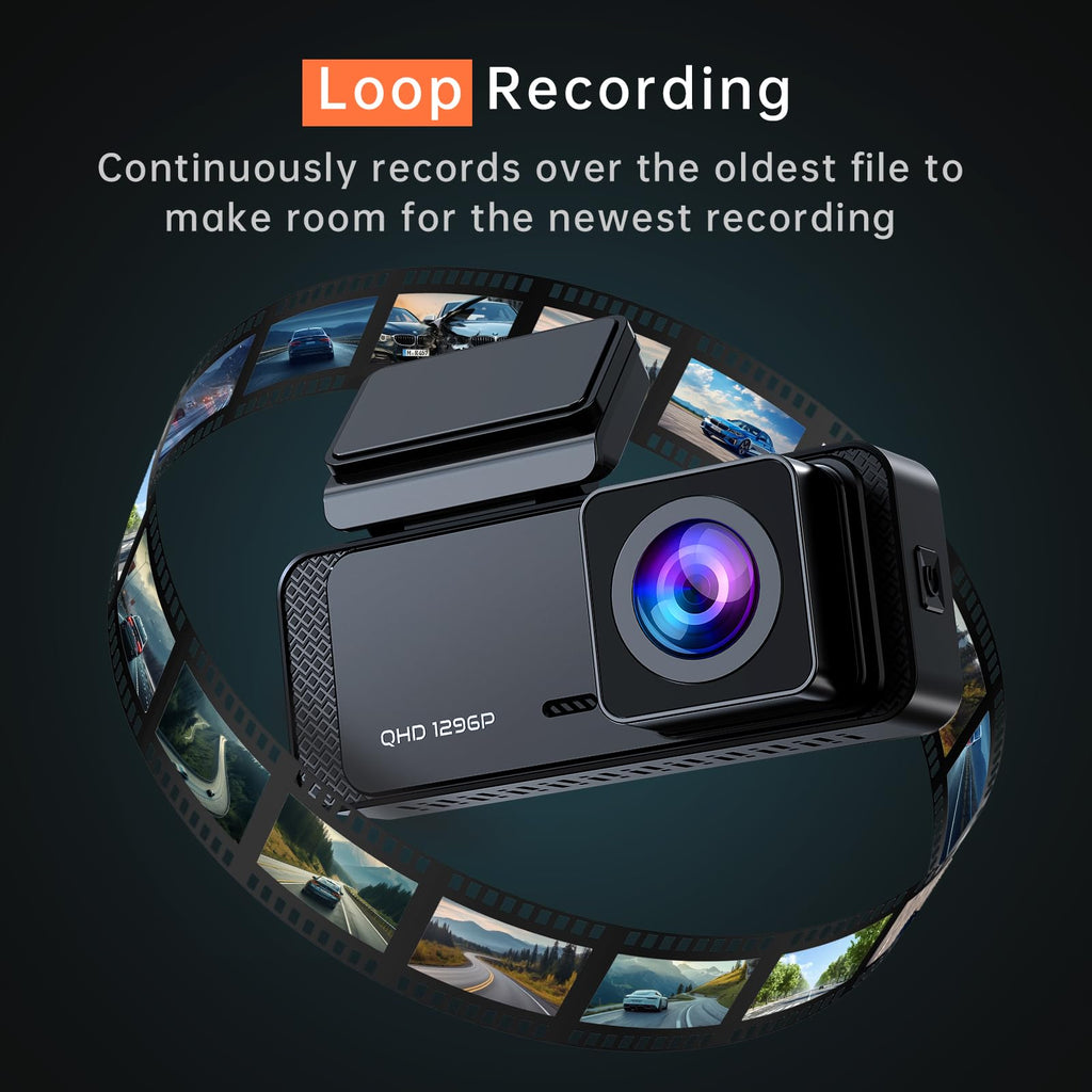 Veement 1296P Dash Cam Front, WiFi Dash Camera for Cars with App | V300 Mini Hidden Design, Night Vision, 170° Lens, Loop Recording, G-Sensor, 256GB Max, Card Not Included, Hardwire Required
