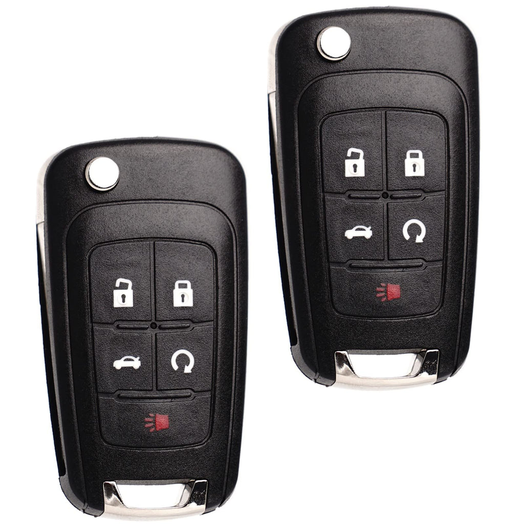 MechanMagic Flip Key Fob Replacement Fits for Chevy Equinox Camaro 2010-2019 Cruze Malibu Impala Sonic GMC Terrain Buick Lacrosse Regal Verano Encore Keyless Entry Remote Control 2 Sets