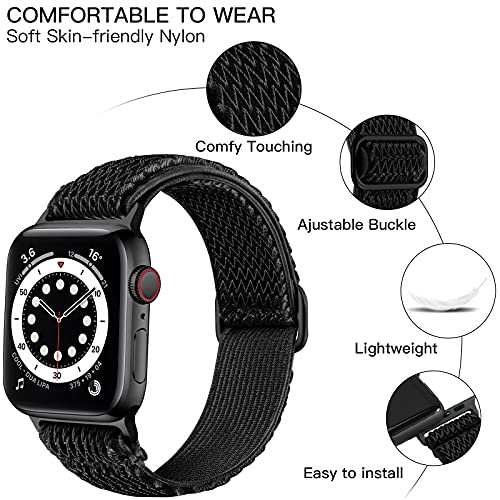 Lerobo Stretchy Nylon Band Compatible with Apple Watch Bands for Women Men | Soft Solo Loop Sport Strap for iWatch Series 12 11 10 9 8 7 6 5 4 3 2 1 SE Ultra 38/40/41/42/44/45/46/49mm, Breathable
