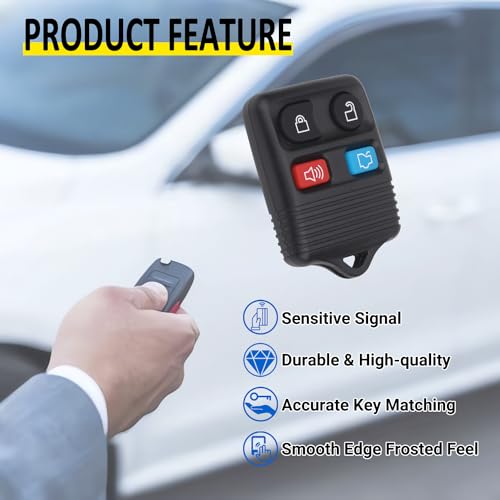 Vurkcy Keyless Entry Remote Key Fob Compatible with Ford Escape Explorer Expedition Focus Fusion Mustang Taurus, Lincoln, Mercury, Mazda, Replacement for CWTWB1U345, 4 Button (Pack of 2)