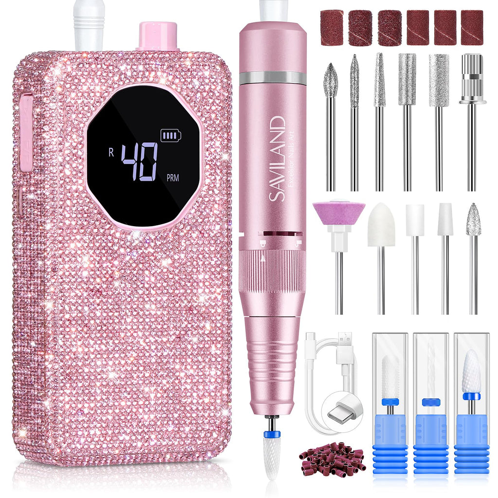 SAVILAND Nail Drill Professional 40000 RPM Cordless for Thick Acrylic Nails