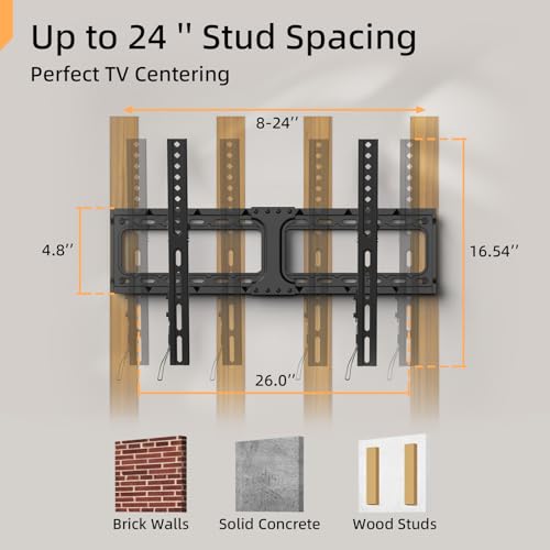 IWORKBOARD 55 65 75 85 inch Tilting TV Wall Mount for 32-90 '' TVs, Low Profile TV Mount Bracket, Safe Lock & Quick Release,Max VESA 600x400mm, 24 inch Studs,132 lbs, Fit Most 55+ 75+ 85+ 86 TVs