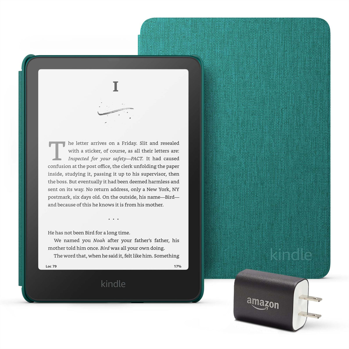 Amazon Kindle Paperwhite Bundle: Includes, Amazon Kindle Paperwhite 16GB | Jade, Fabric Cover | Jade, & Power Adapter