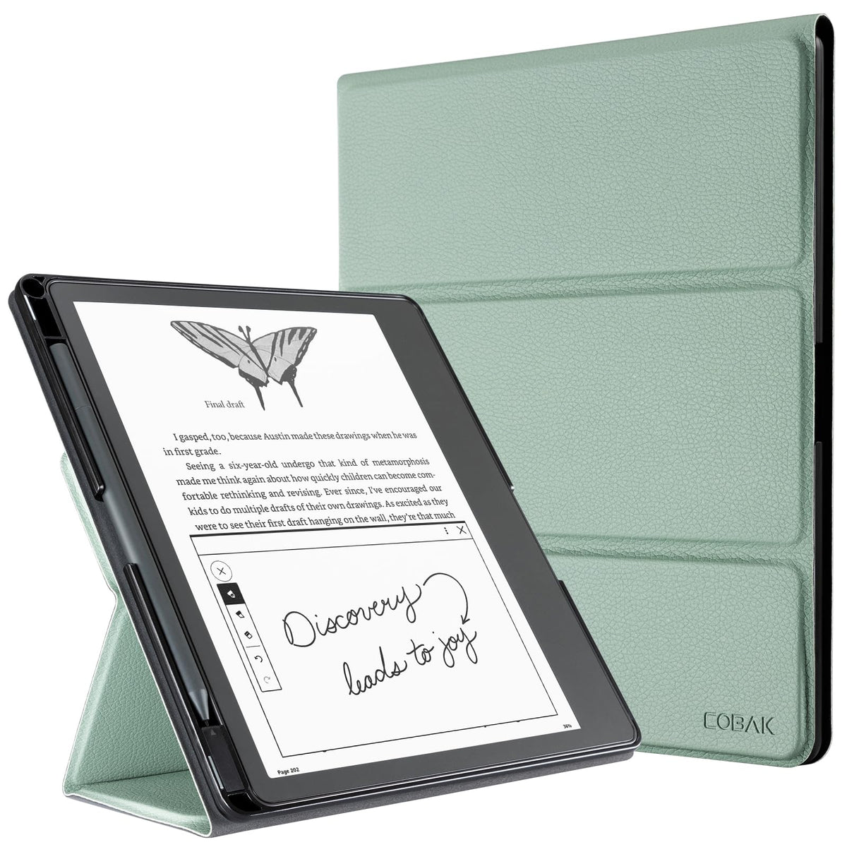 CoBak Stand Case for Kindle Scribe - Premium Folio Leather Cover with Pen Holder, Auto Sleep/Wake - Compatible with 10.2 Inch Kindle Scribe (2022/2024 Release)