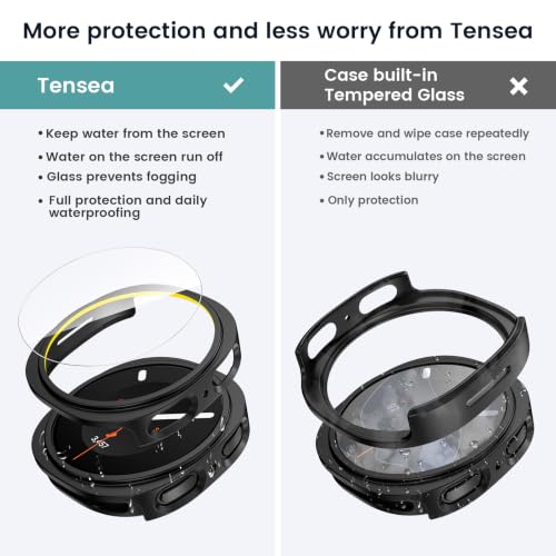 Tensea [5+5Pack for Samsung Galaxy Watch 8/9 Screen Protector Case 44mm | Hard PC Bumper/HD Tempered Glass Protective Film Accessories, Face Cover Set, Galaxy Watch 8/9 44 mm Case for Women Men