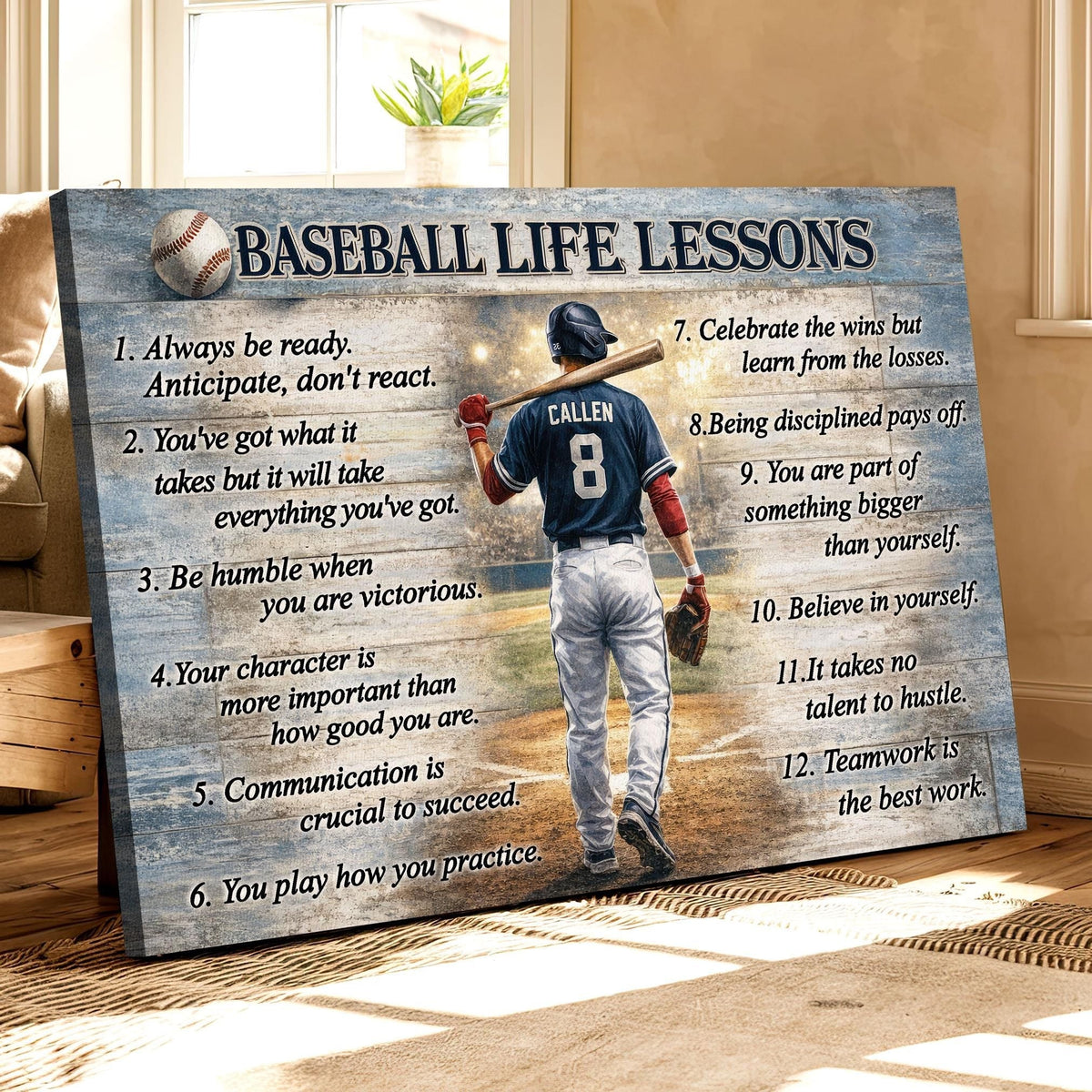 Baseball Life Lessons Personalized Canvas / Poster - Custom Sports Wall Art Gift