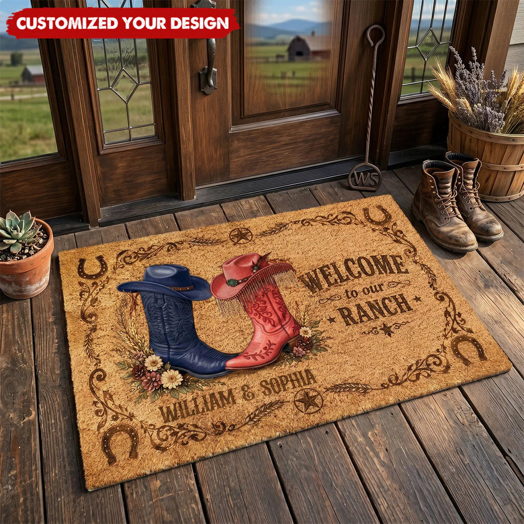 Welcome To Our Ranch - Personalized Custom Western Doormat