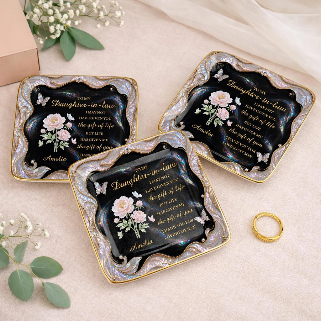 To My Daughter-in-Law Gift of You Ceramic Jewelry Dish - Personalized Ring Trinket Tray