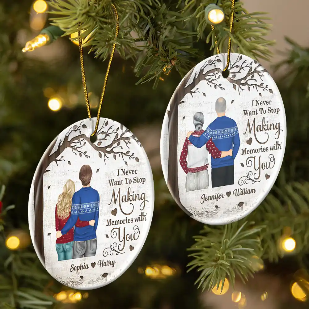 "Making Memories With You" Personalized Ceramic Ornament - Custom Couple Christmas Keepsake Gift