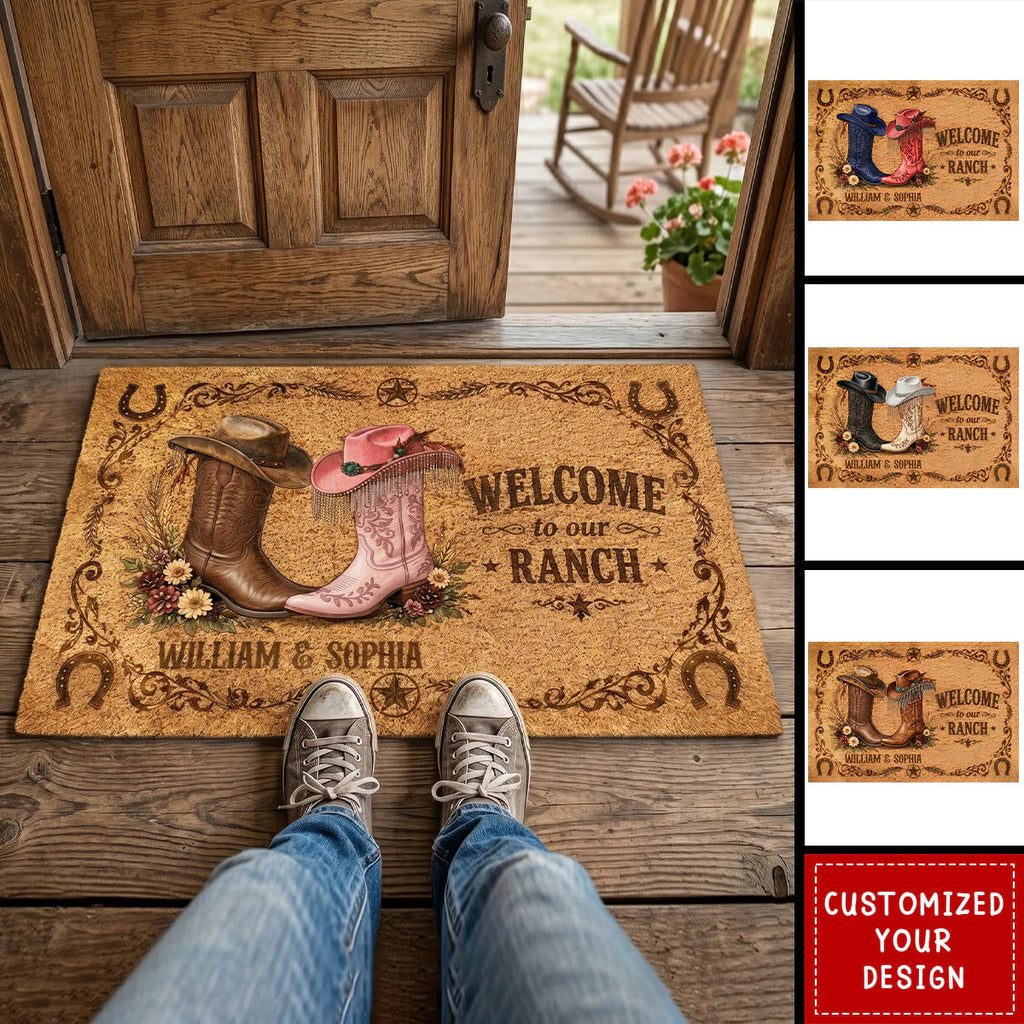 Welcome To Our Ranch - Personalized Custom Western Doormat