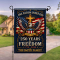 "One Nation Under God" Personalized Garden Flag - Custom Family Name 250 Years of Freedom American Patriotic Decor