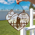 God Blessed The Broken Road - Personalized Couple Suncatcher Ornament
