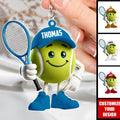 Cute Cartoon Player Personalized Tennis Keychain - Custom Name Acrylic Bag Charm for Tennis Lovers and Players