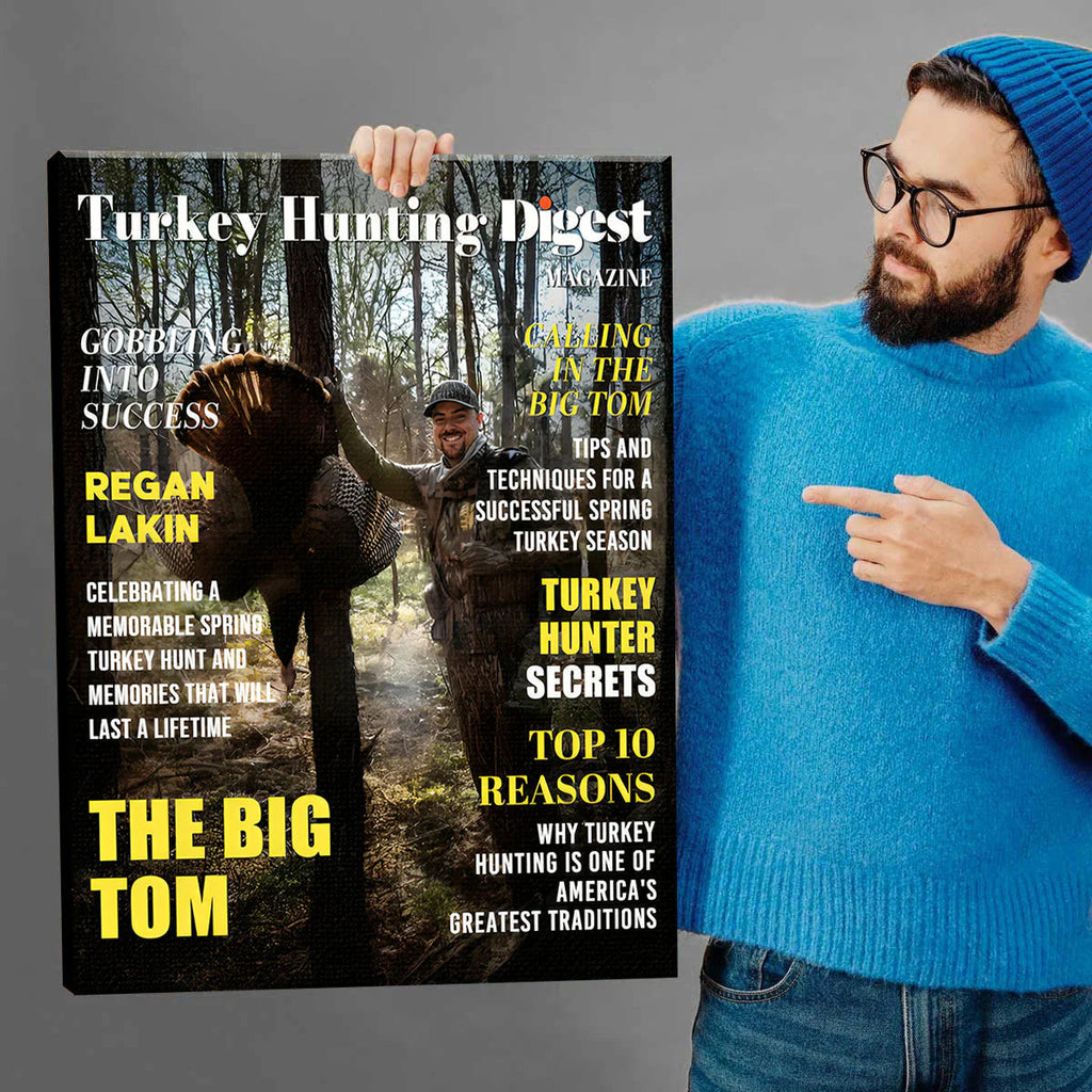 "Turkey Hunting Digest" Personalized Canvas / Poster - Custom Photo Hunting Magazine Cover Gift