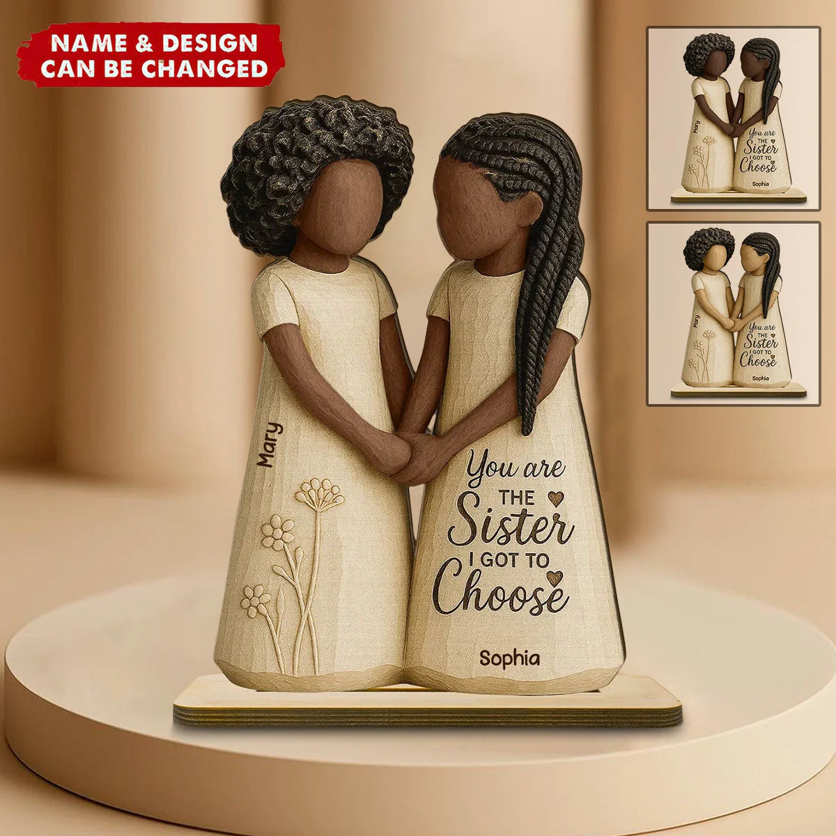 "You Are The Sister I Got To Choose" Personalized Wooden Plaque - Custom Bestie Gift