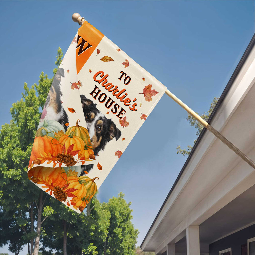 Personalized Dog Garden Flag - Custom Autumn Pumpkins Yard Decor for Dog Lovers
