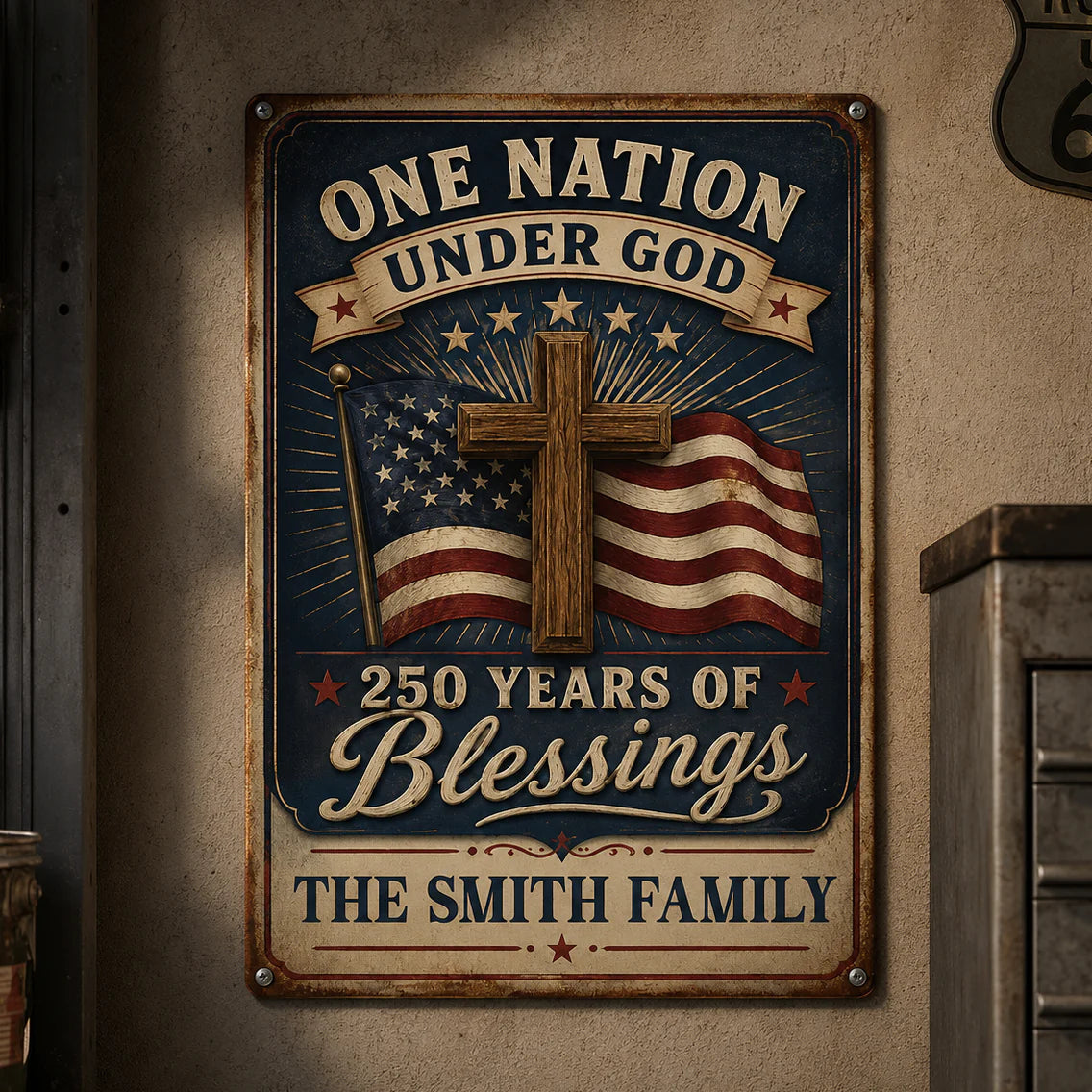 USA 250th Anniversary - Personalized Custom Family Metal Sign
