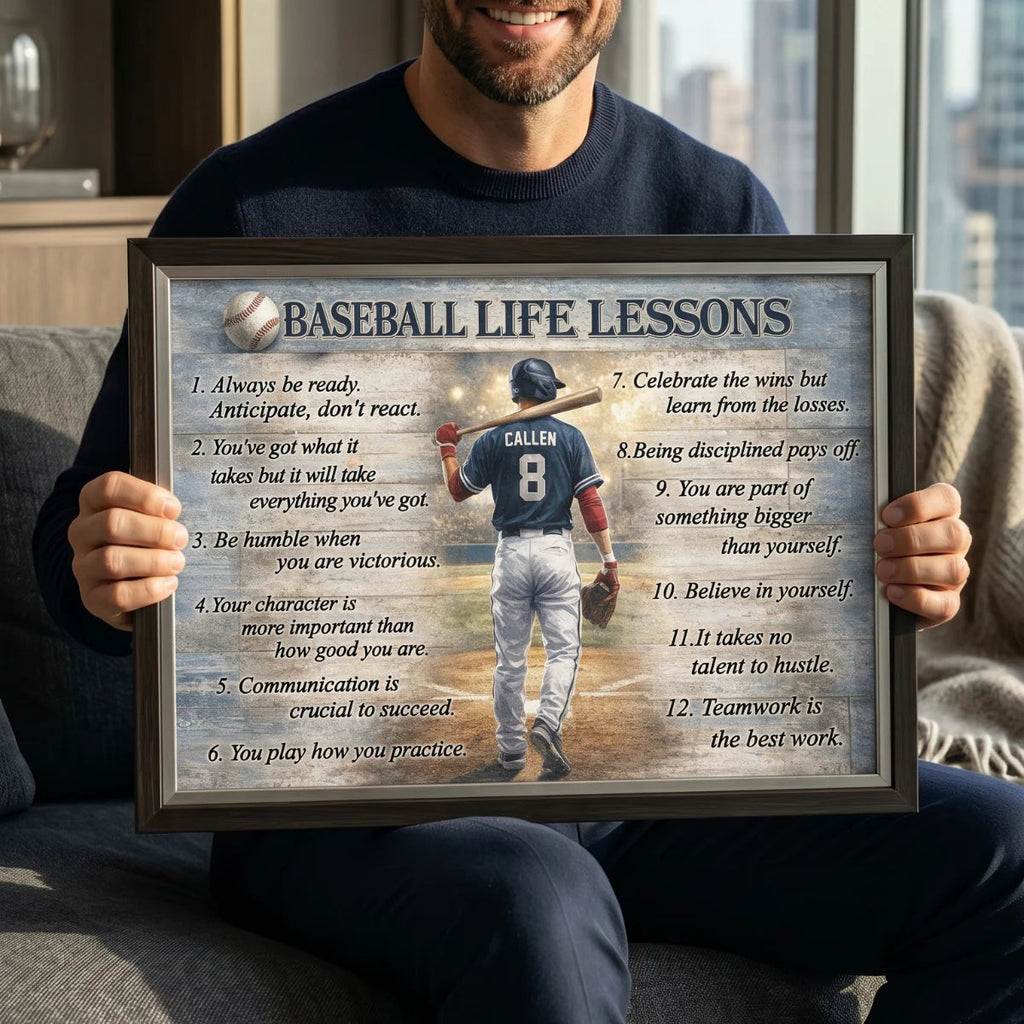 Baseball Life Lessons Personalized Canvas / Poster - Custom Sports Wall Art Gift