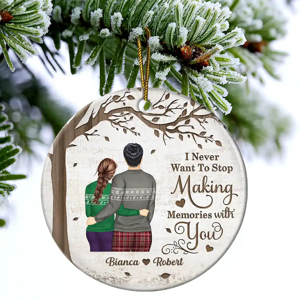 "Making Memories With You" Personalized Ceramic Ornament - Custom Couple Christmas Keepsake Gift