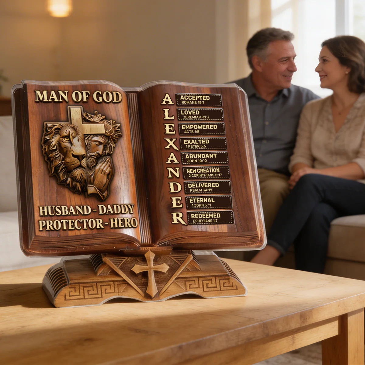 Man of God Protector Hero Personalized Acrylic Plaque - Custom Father's Day Gift for Husband Dad