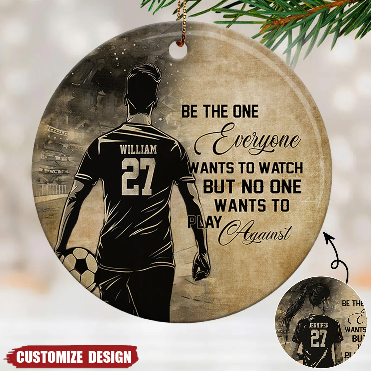 "No One Wants To Play Against" Personalized Soccer Ornament - Custom Soccer Player Gift
