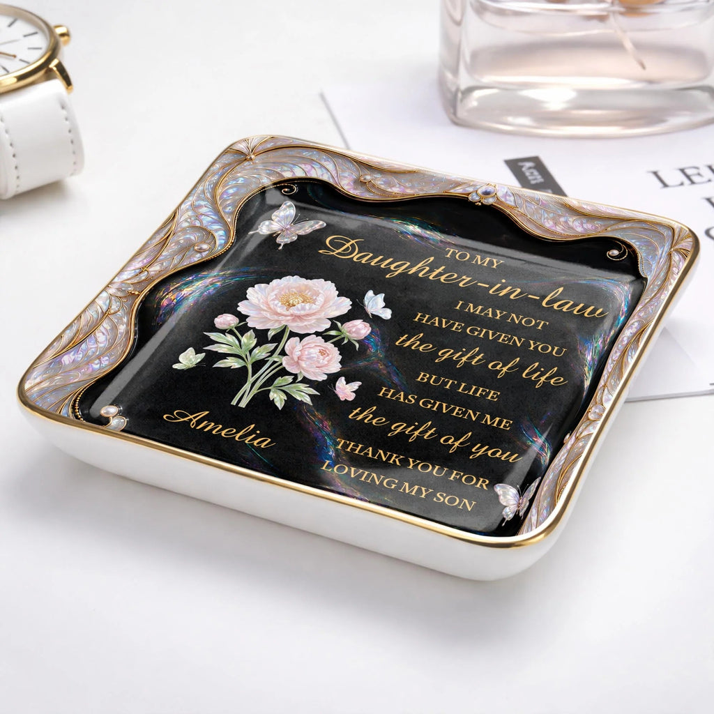 To My Daughter-in-Law Gift of You Ceramic Jewelry Dish - Personalized Ring Trinket Tray