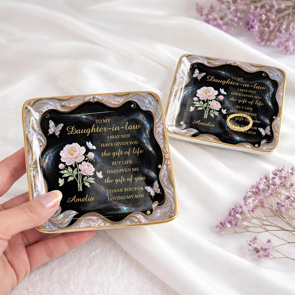 To My Daughter-in-Law Gift of You Ceramic Jewelry Dish - Personalized Ring Trinket Tray