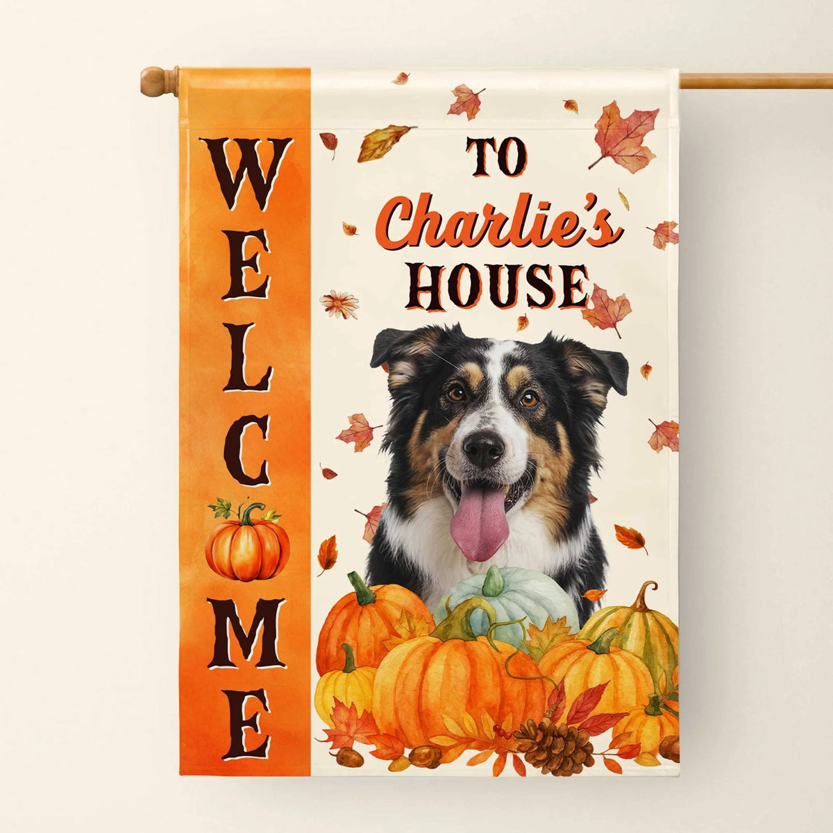 Personalized Dog Garden Flag - Custom Autumn Pumpkins Yard Decor for Dog Lovers