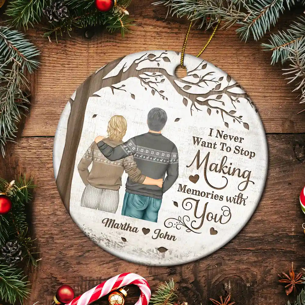 "Making Memories With You" Personalized Ceramic Ornament - Custom Couple Christmas Keepsake Gift