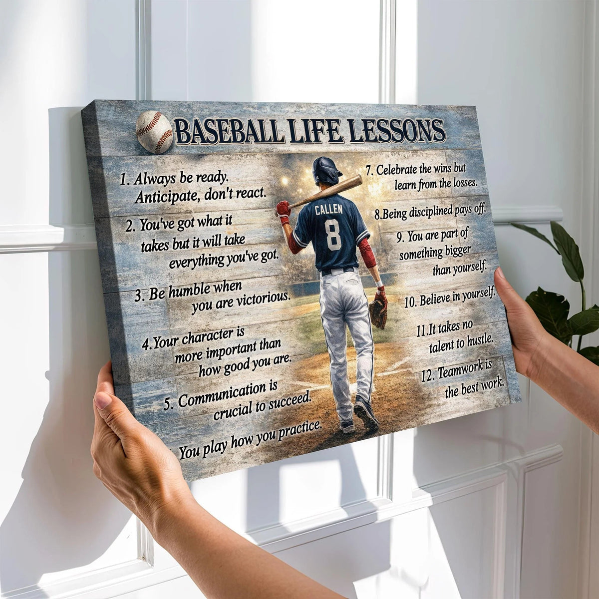 Baseball Life Lessons Personalized Canvas / Poster - Custom Sports Wall Art Gift