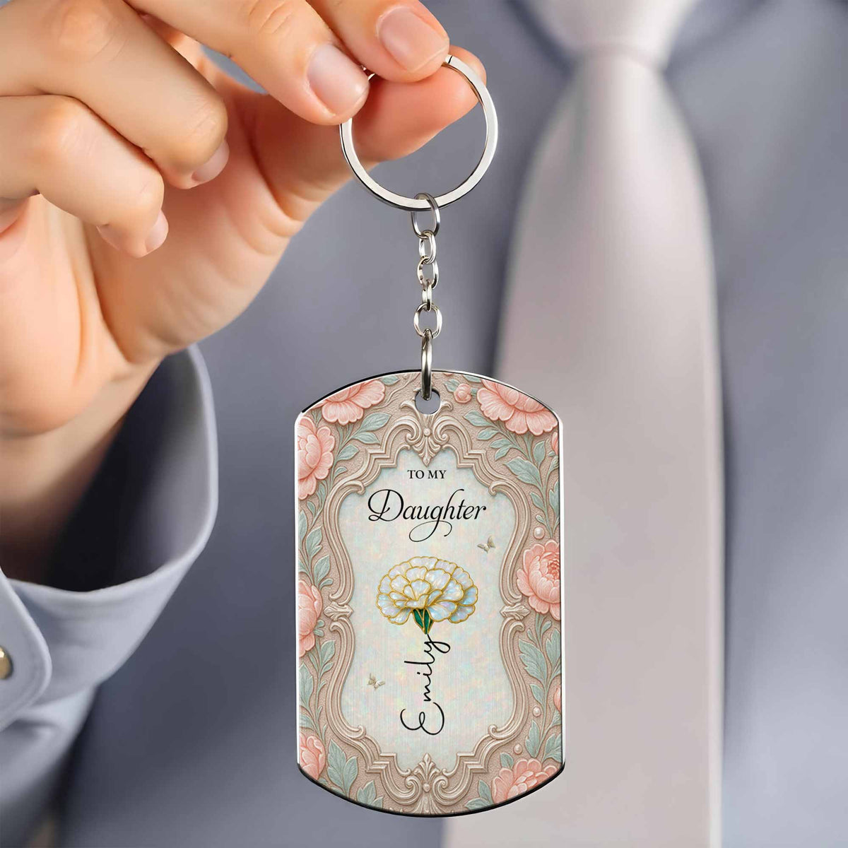 To My Daughter Even When I Am Not Close By - Personalized Metal Keychain Keepsake