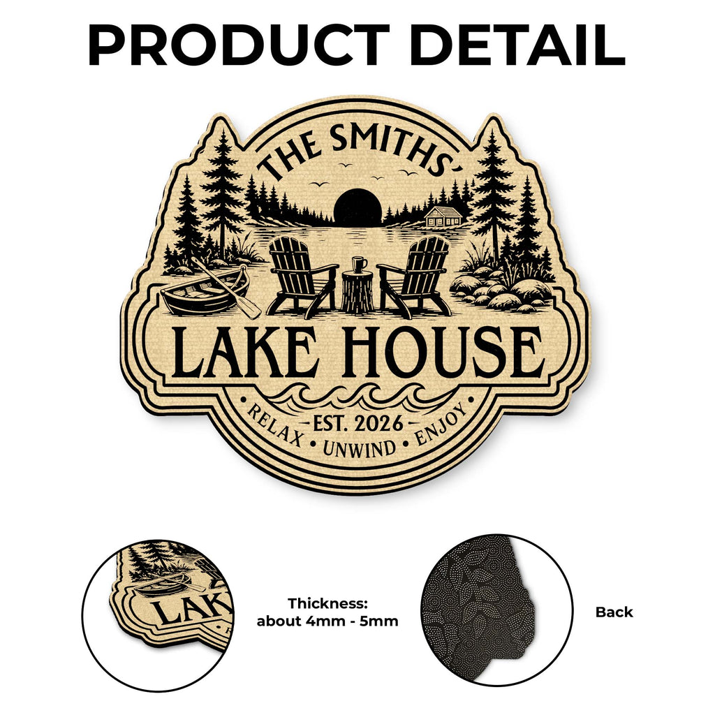 Lake House Relax Unwind Enjoy - Personalized Custom Shaped Doormat for Cabin Decor