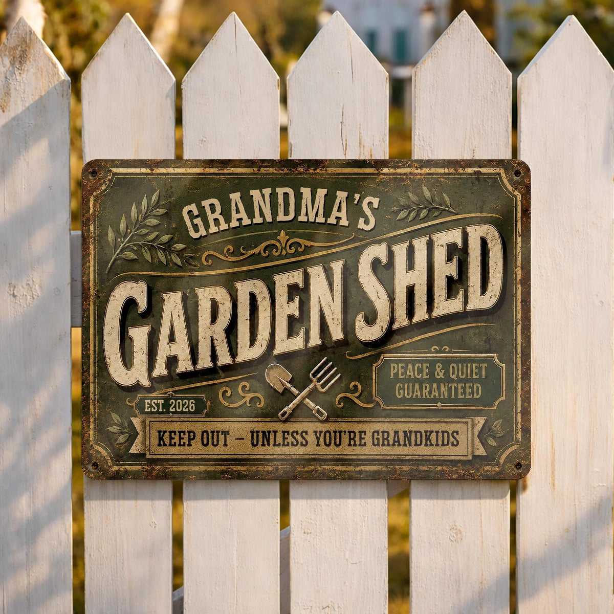Grandma's Garden Shed Keep Out Personalized Metal Sign - Custom Gift For Garden Lovers
